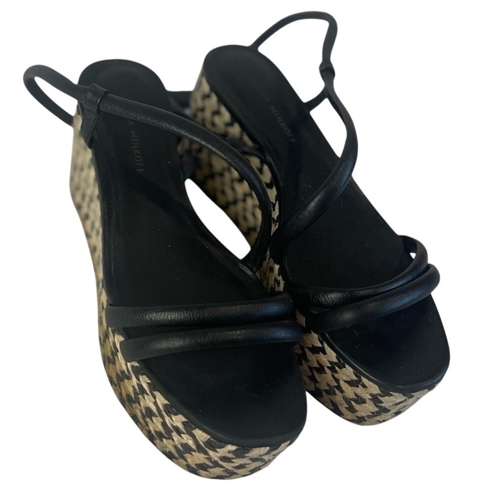 Rebecca Minkoff Josefia Black Leather Espadrille Wedge Sandals Platform Size 8.5